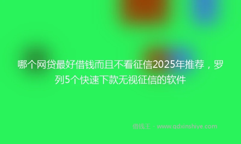 哪个网贷最好借钱而且不看征信2025年推荐,罗列5个快速下款无视征信的软件