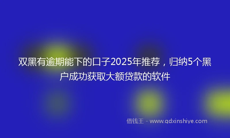 双黑有逾期能下的口子2025年推荐，归纳5个黑户成功获取大额贷款的软件