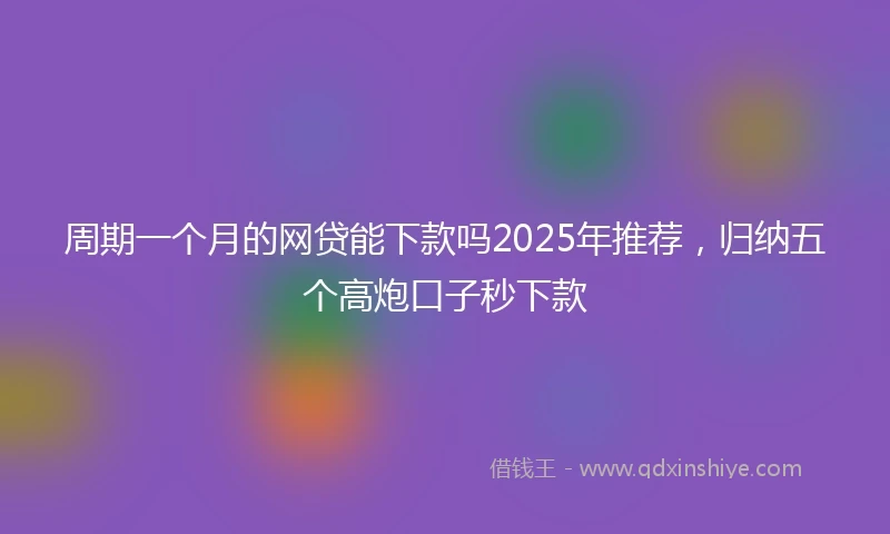 周期一个月的网贷能下款吗2025年推荐，归纳五个高炮口子秒下款