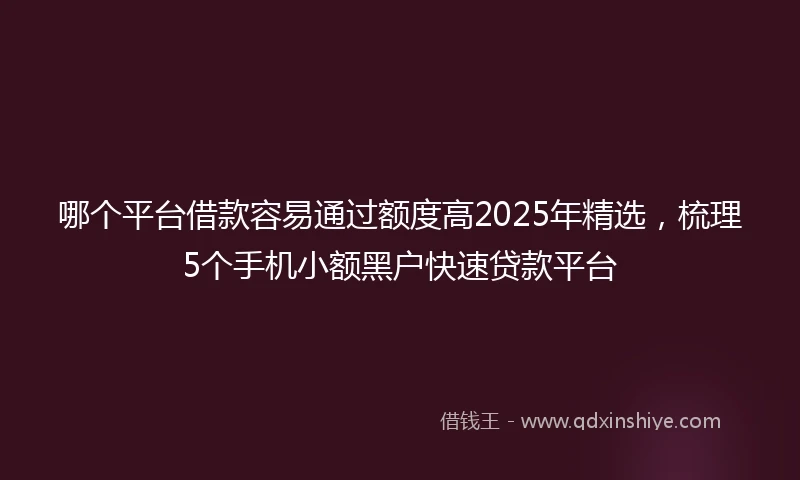 哪个平台借款容易通过额度高2025年精选，梳理5个手机小额黑户快速贷款平台