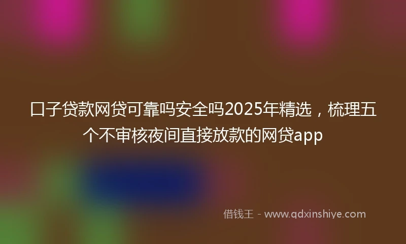 口子贷款网贷可靠吗安全吗2025年精选,梳理五个不审核夜间直接放款的网贷app