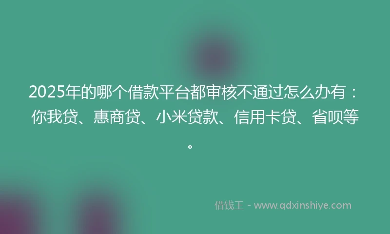 2025年的哪个借款平台都审核不通过怎么办有：你我贷、惠商贷、小米贷款、信用卡贷、省呗等。