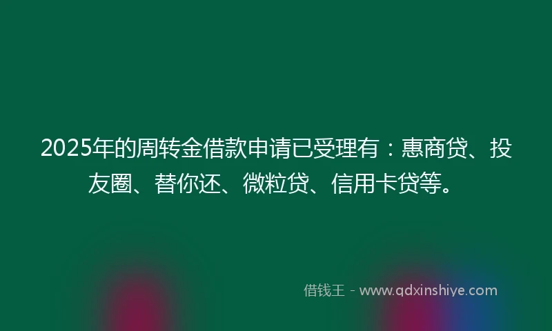 2025年的周转金借款申请已受理有：惠商贷、投友圈、替你还、微粒贷、信用卡贷等。