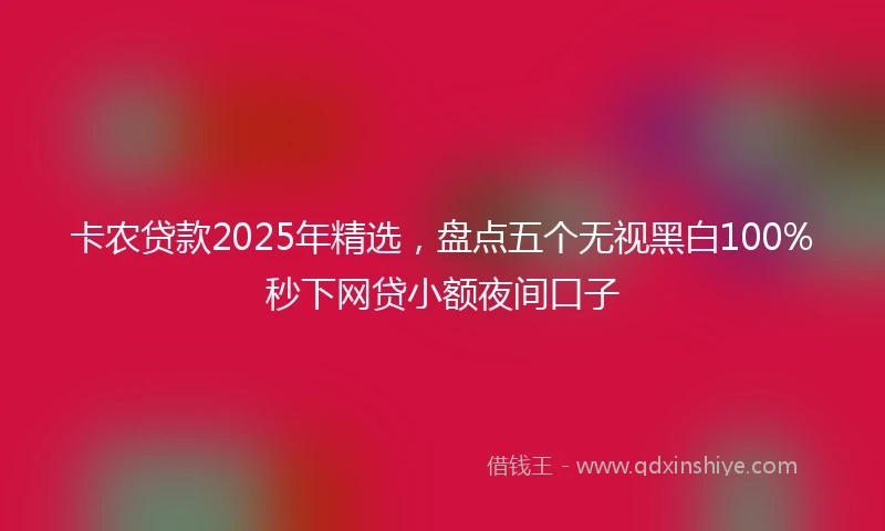 卡农贷款2025年精选，盘点五个无视黑白100%秒下网贷小额夜间口子