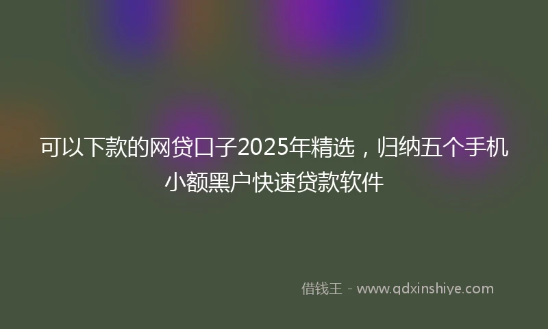 可以下款的网贷口子2025年精选,归纳五个手机小额黑户快速贷款软件