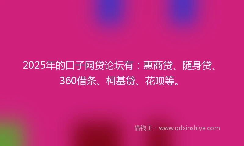 2025年的口子网贷论坛有：惠商贷、随身贷、360借条、柯基贷、花呗等。