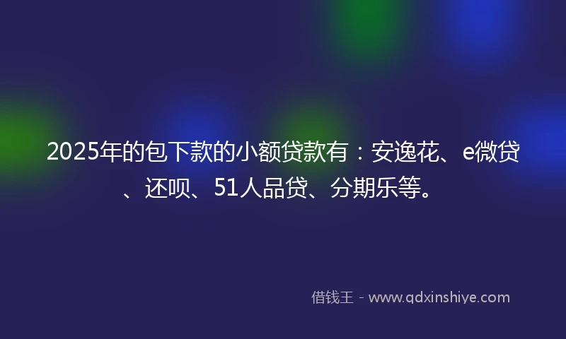 2025年的包下款的小额贷款有：安逸花、e微贷、还呗、51人品贷、分期乐等。