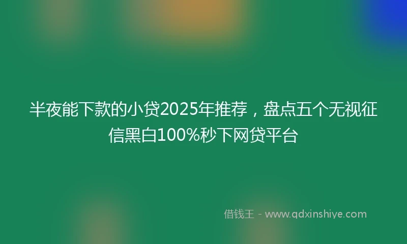 半夜能下款的小贷2025年推荐，盘点五个无视征信黑白100%秒下网贷平台