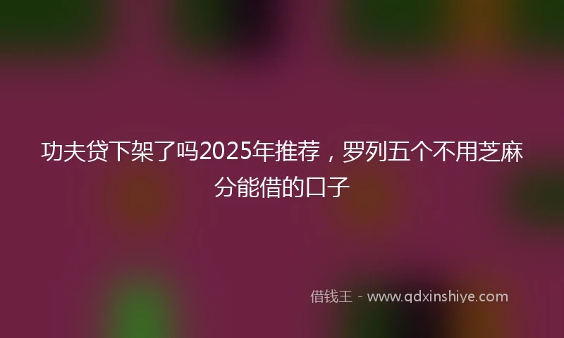 功夫贷下架了吗2025年推荐，罗列五个不用芝麻分能借的口子