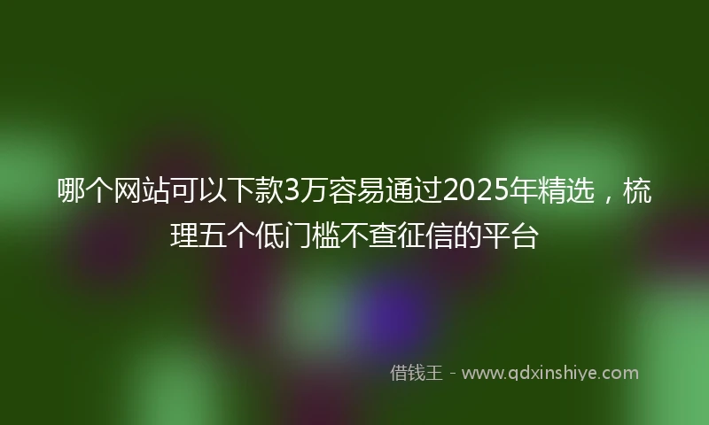 哪个网站可以下款3万容易通过2025年精选，梳理五个低门槛不查征信的平台