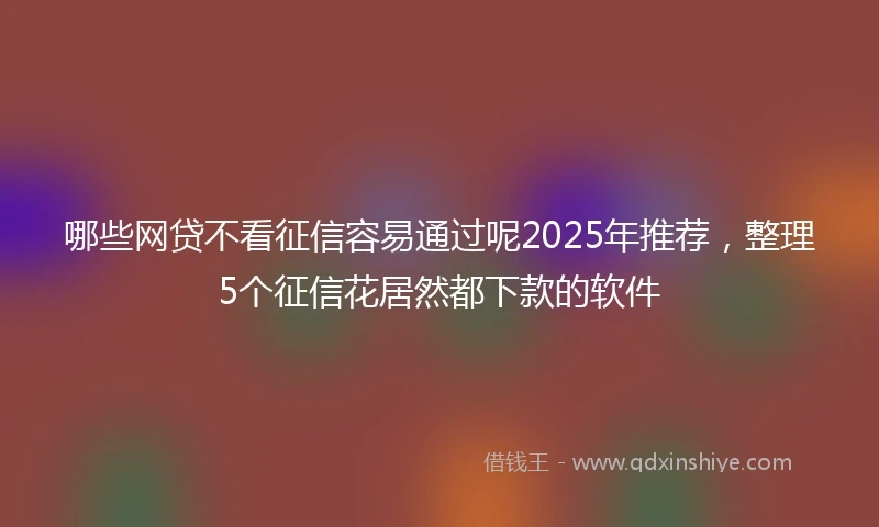 哪些网贷不看征信容易通过呢2025年推荐，整理5个征信花居然都下款的软件