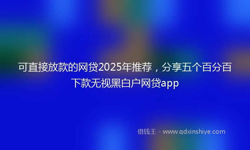 可直接放款的网贷2025年推荐，分享五个百分百下款无视黑白户网贷app