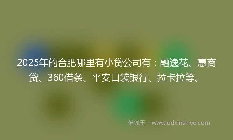 2025年的合肥哪里有小贷公司有：融逸花、惠商贷、360借条、平安口袋银行、拉卡拉等。