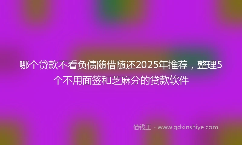 哪个贷款不看负债随借随还2025年推荐，整理5个不用面签和芝麻分的贷款软件