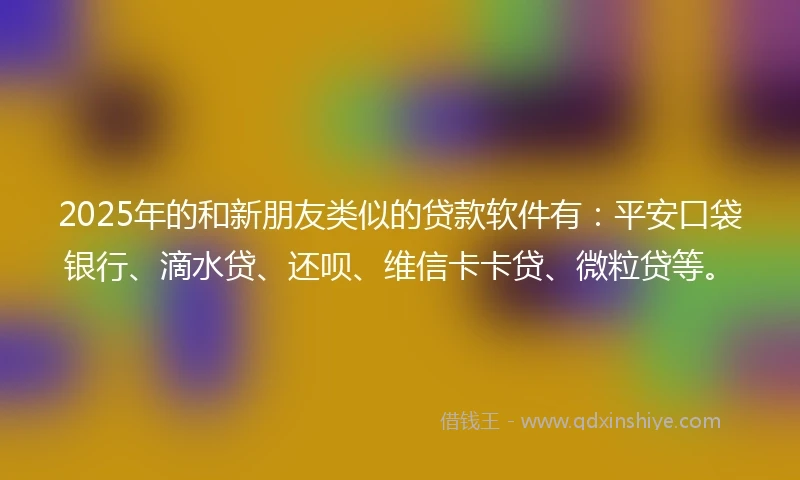 2025年的和新朋友类似的贷款软件有：平安口袋银行、滴水贷、还呗、维信卡卡贷、微粒贷等。