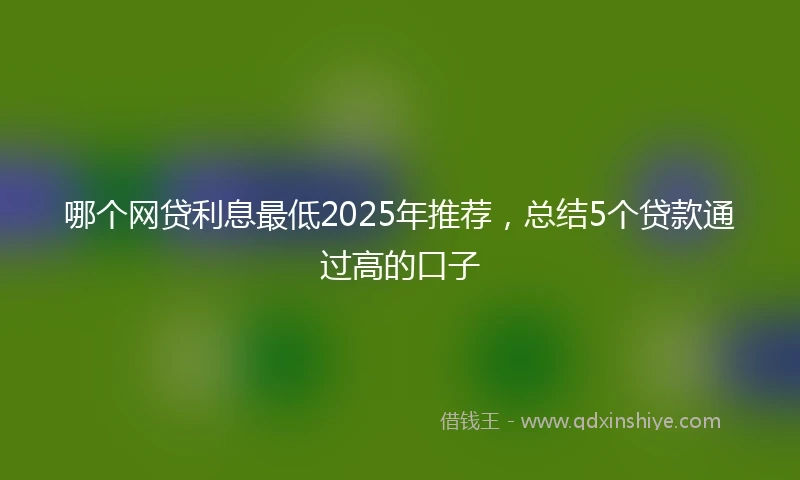 哪个网贷利息最低2025年推荐，总结5个贷款通过高的口子