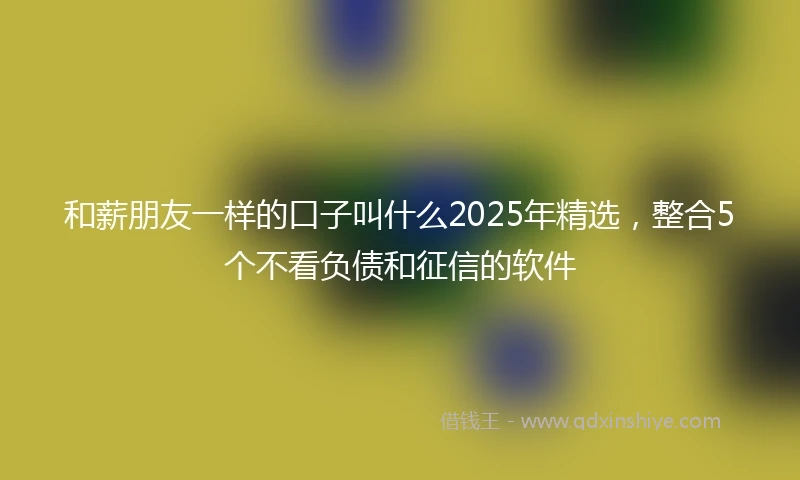 和薪朋友一样的口子叫什么2025年精选，整合5个不看负债和征信的软件