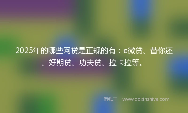 2025年的哪些网贷是正规的有：e微贷、替你还、好期贷、功夫贷、拉卡拉等。