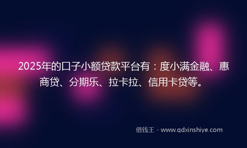 2025年的口子小额贷款平台有：度小满金融、惠商贷、分期乐、拉卡拉、信用卡贷等。