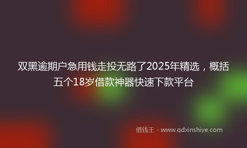 双黑逾期户急用钱走投无路了2025年精选，概括五个18岁借款神器快速下款平台