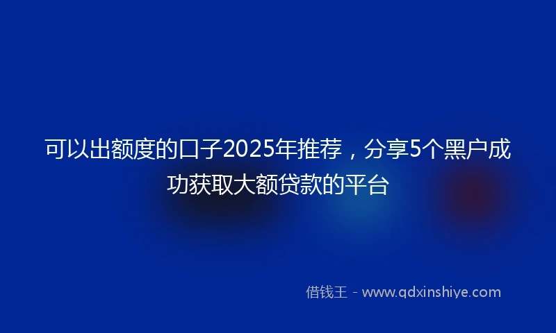可以出额度的口子2025年推荐，分享5个黑户成功获取大额贷款的平台