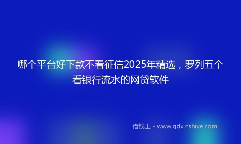 哪个平台好下款不看征信2025年精选，罗列五个看银行流水的网贷软件