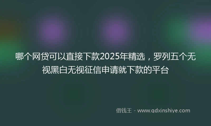 哪个网贷可以直接下款2025年精选，罗列五个无视黑白无视征信申请就下款的平台