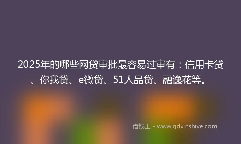 2025年的哪些网贷审批最容易过审有：信用卡贷、你我贷、e微贷、51人品贷、融逸花等。