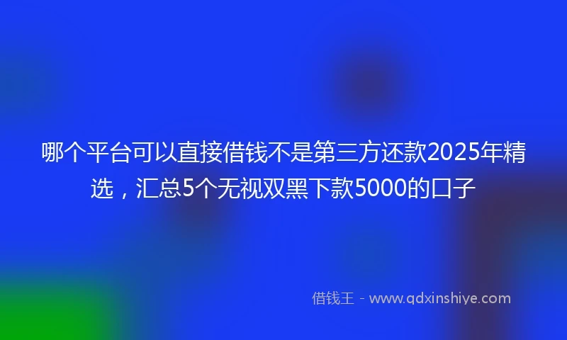 哪个平台可以直接借钱不是第三方还款2025年精选，汇总5个无视双黑下款5000的口子