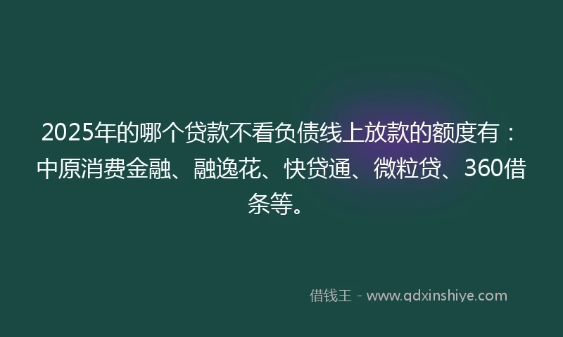 2025年的哪个贷款不看负债线上放款的额度有：中原消费金融、融逸花、快贷通、微粒贷、360借条等。