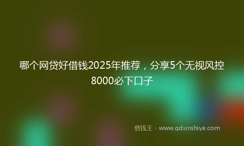 哪个网贷好借钱2025年推荐，分享5个无视风控8000必下口子