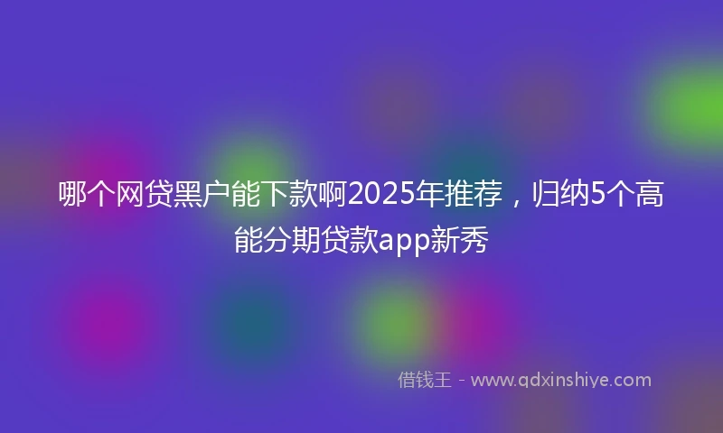 哪个网贷黑户能下款啊2025年推荐，归纳5个高能分期贷款app新秀