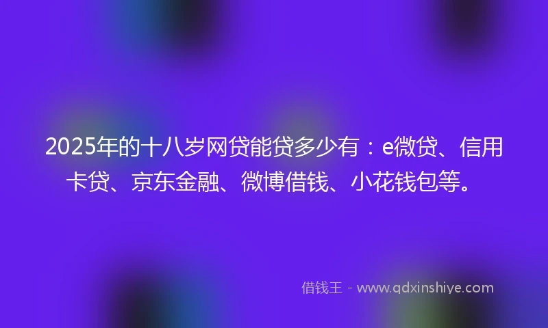 2025年的十八岁网贷能贷多少有：e微贷、信用卡贷、京东金融、微博借钱、小花钱包等。