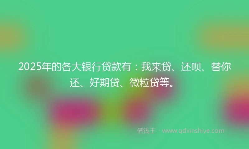 2025年的各大银行贷款有：我来贷、还呗、替你还、好期贷、微粒贷等。