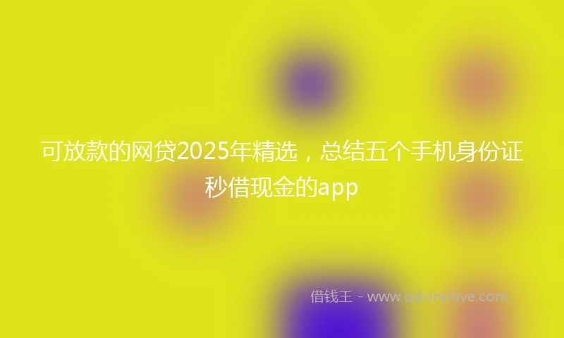可放款的网贷2025年精选，总结五个手机身份证秒借现金的app