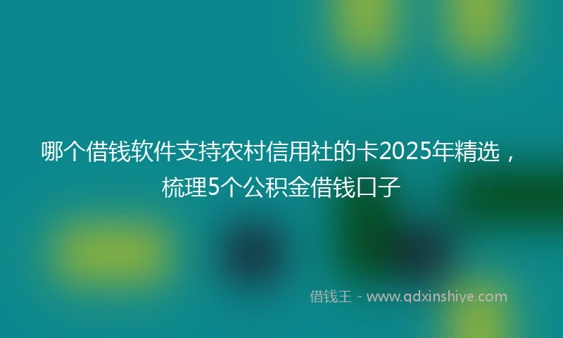哪个借钱软件支持农村信用社的卡2025年精选，梳理5个公积金借钱口子