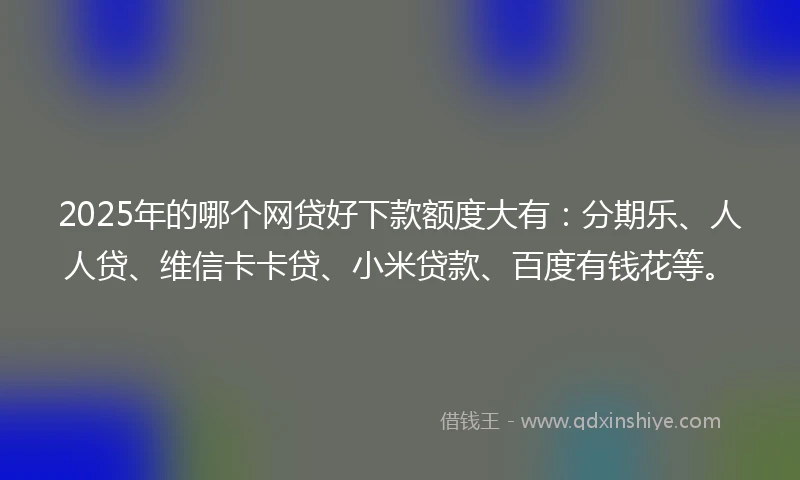 2025年的哪个网贷好下款额度大有：分期乐、人人贷、维信卡卡贷、小米贷款、百度有钱花等。