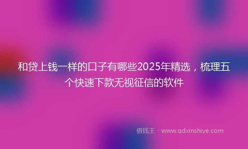 和贷上钱一样的口子有哪些2025年精选,梳理五个快速下款无视征信的软件