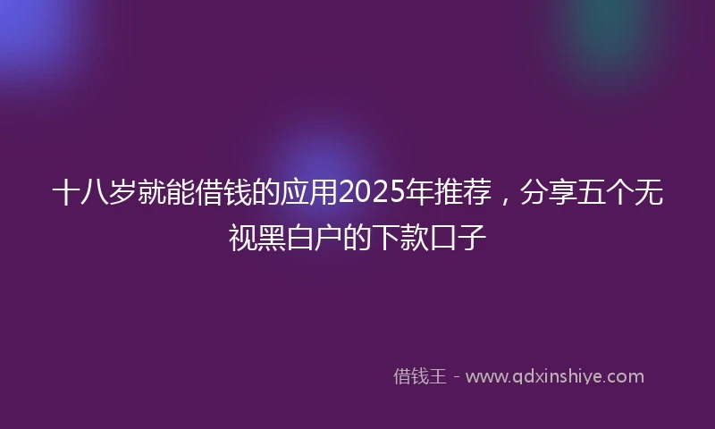 十八岁就能借钱的应用2025年推荐，分享五个无视黑白户的下款口子
