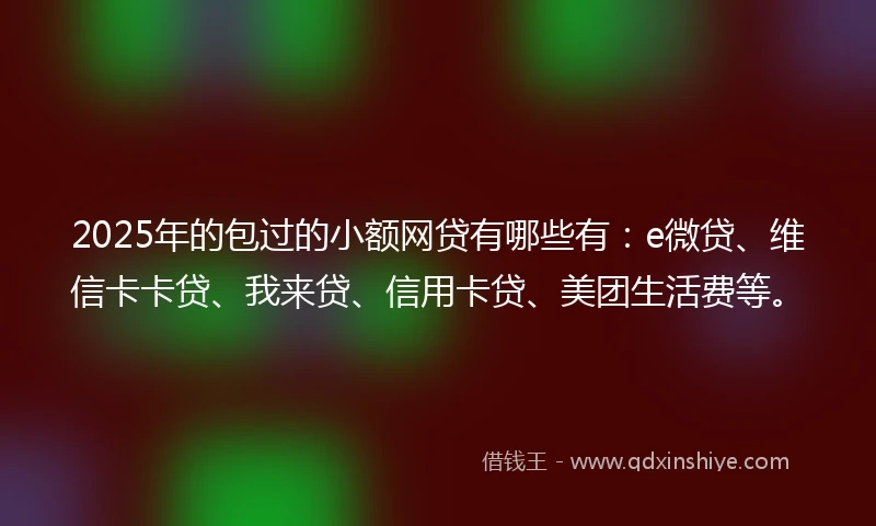 2025年的包过的小额网贷有哪些有：e微贷、维信卡卡贷、我来贷、信用卡贷、美团生活费等。