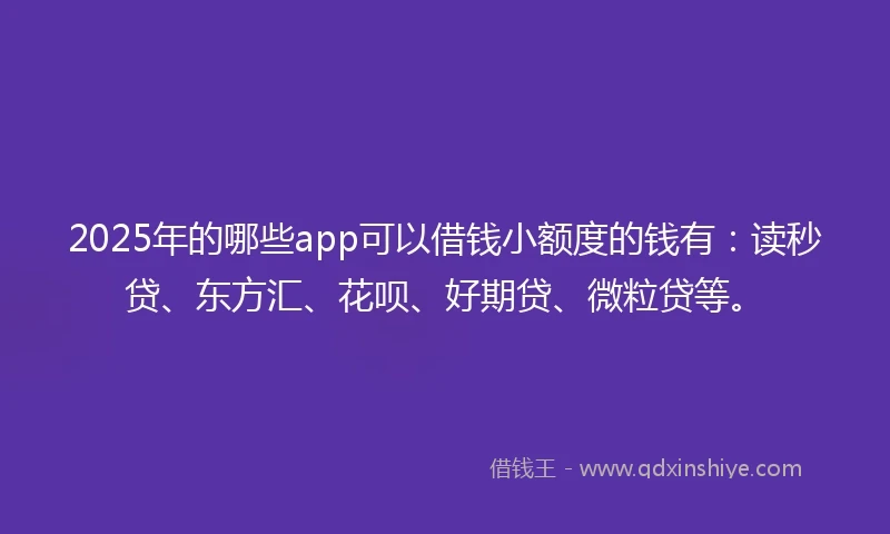 2025年的哪些app可以借钱小额度的钱有：读秒贷、东方汇、花呗、好期贷、微粒贷等。