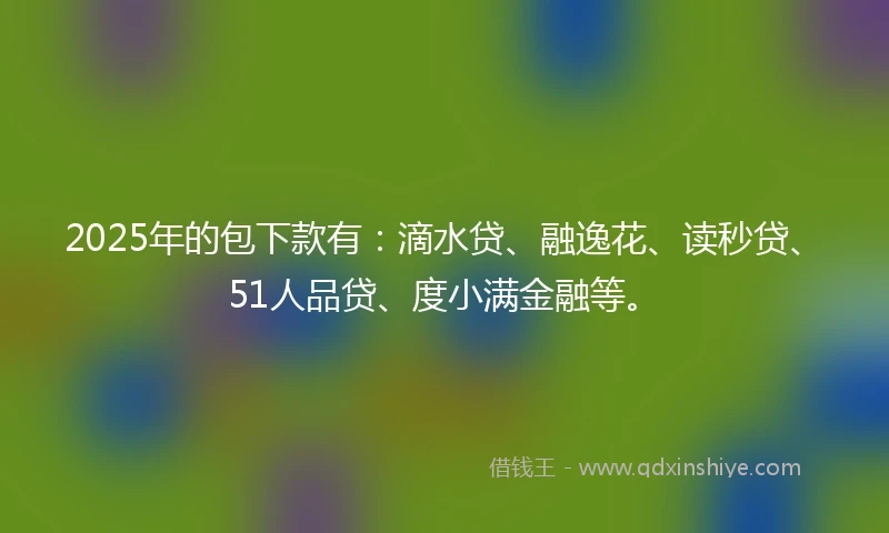 2025年的包下款有：滴水贷、融逸花、读秒贷、51人品贷、度小满金融等。