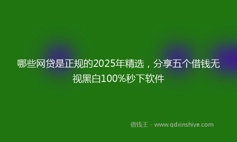 哪些网贷是正规的2025年精选，分享五个借钱无视黑白100%秒下软件