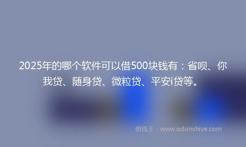 2025年的哪个软件可以借500块钱有：省呗、你我贷、随身贷、微粒贷、平安i贷等。