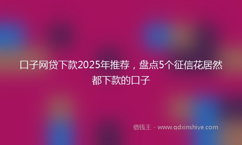 口子网贷下款2025年推荐，盘点5个征信花居然都下款的口子