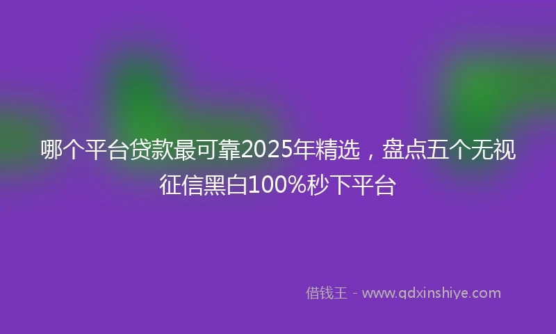 哪个平台贷款最可靠2025年精选，盘点五个无视征信黑白100%秒下平台