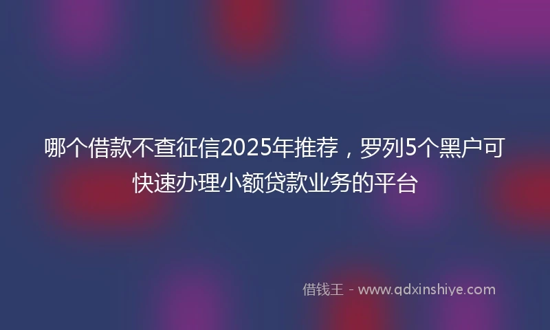 哪个借款不查征信2025年推荐，罗列5个黑户可快速办理小额贷款业务的平台