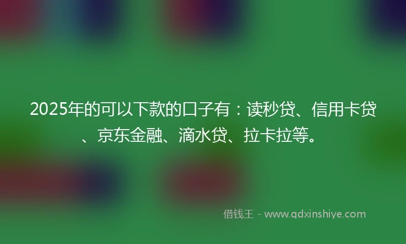 2025年的可以下款的口子有：读秒贷、信用卡贷、京东金融、滴水贷、拉卡拉等。