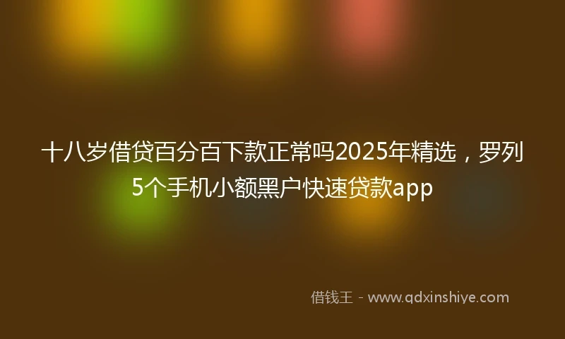 十八岁借贷百分百下款正常吗2025年精选，罗列5个手机小额黑户快速贷款app