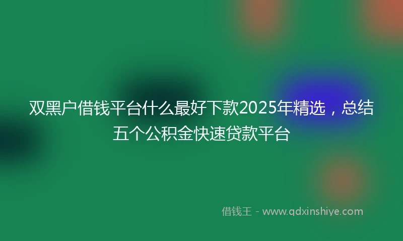 双黑户借钱平台什么最好下款2025年精选，总结五个公积金快速贷款平台